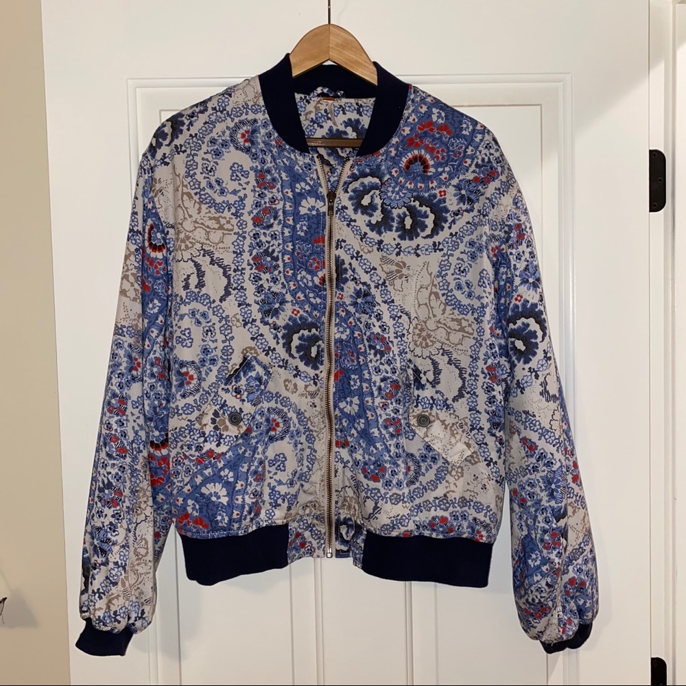NWOT Fee People Printed Bomber Jacket